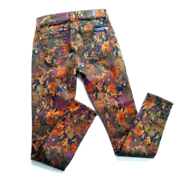 7 For All Mankind Brown Floral Print Jeans - Picture 5 of 6